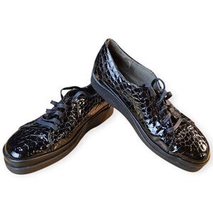 🖤 B.A.R Lace-Up Sneakers – Black Snake Embossed Leather 🐍✨